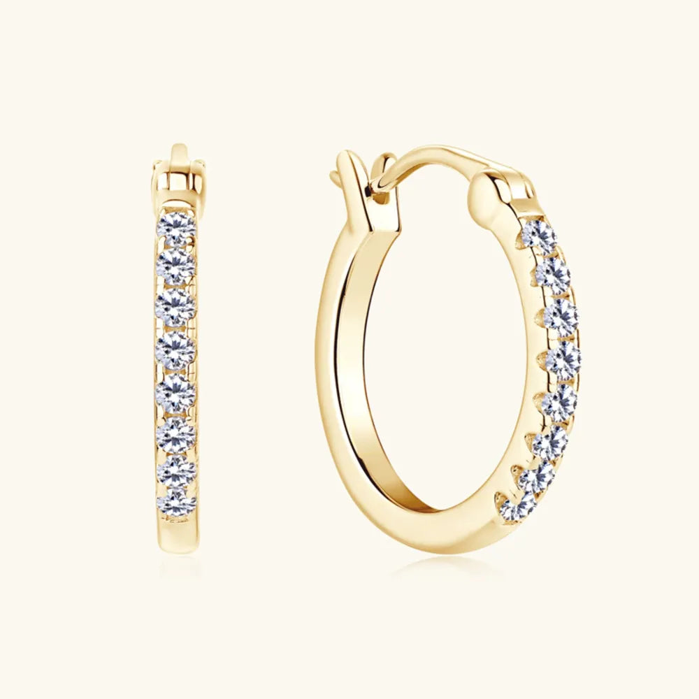 Moissanite Sterling Silver Huggie Earring – 19 mm, Single