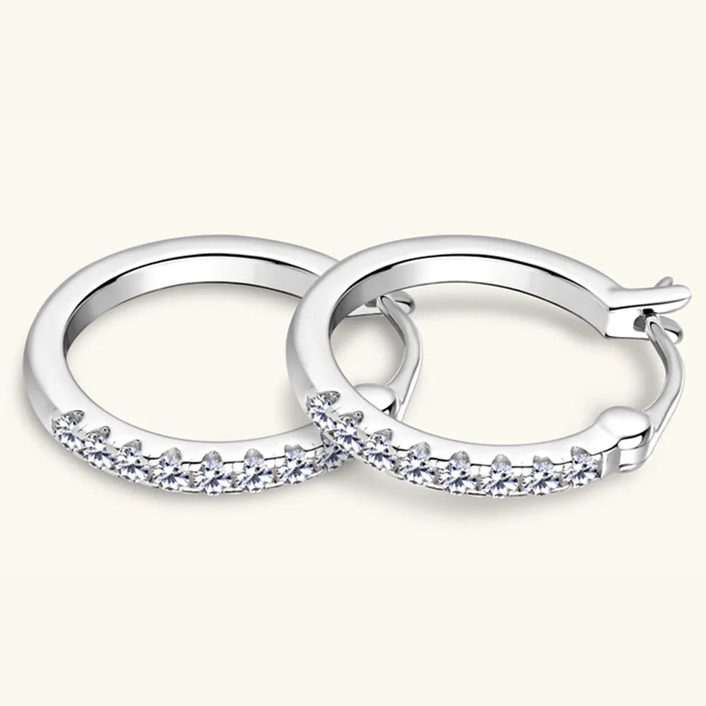Moissanite Sterling Silver Huggie Earring – 19 mm, Single