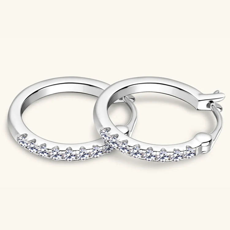 Moissanite Sterling Silver Huggie Earring – 19 mm, Single