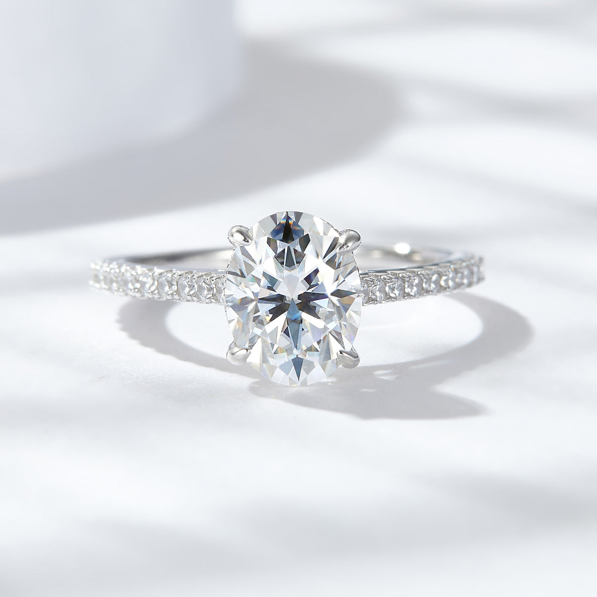 Oval Moissanite Engagement Ring | S925 Silver | Four-Prong French Style