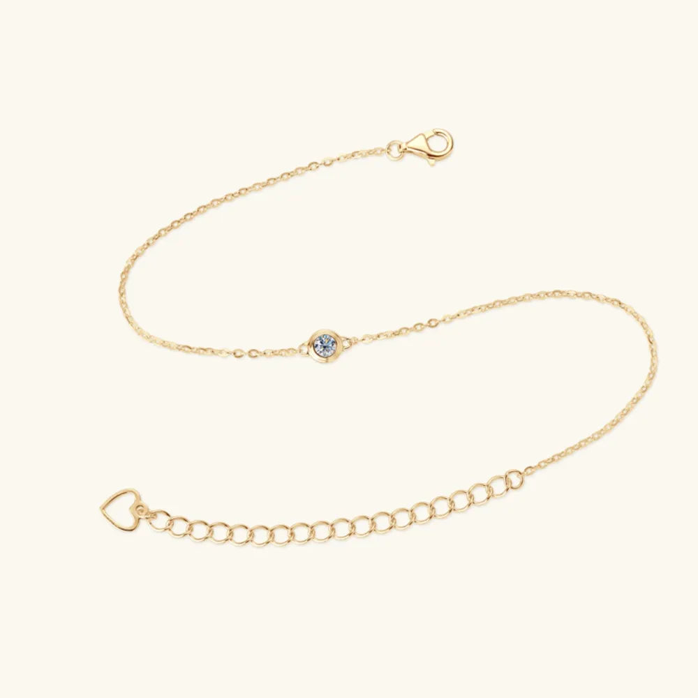 Moissanite Sterling Silver Bracelet – 16.5 cm + 5 cm Extension