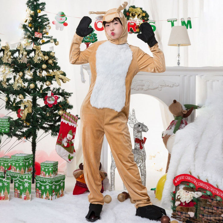 Women's Christmas Reindeer Jumpsuit Costume – Khaki
