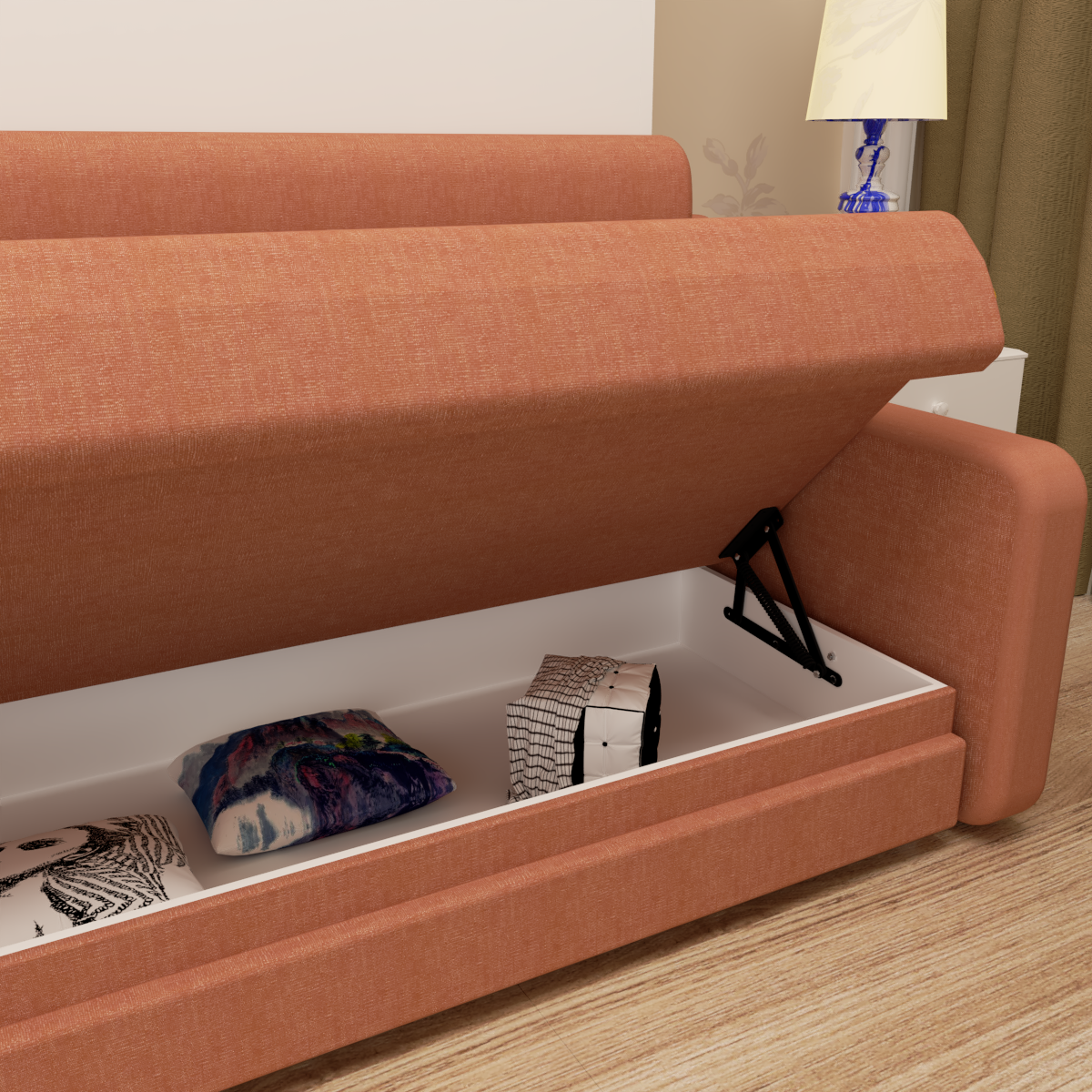 Modern Vertical Murphy Bed with Sofa & Storage | Full Size