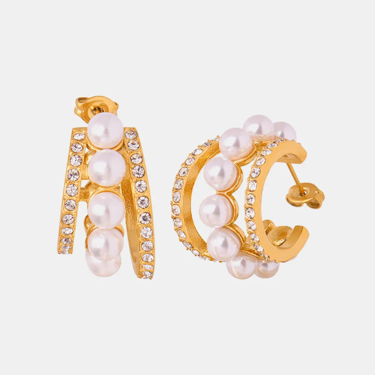 Shell Bead & Titanium Steel C-Hoop Earrings – Gold or Silver Tone