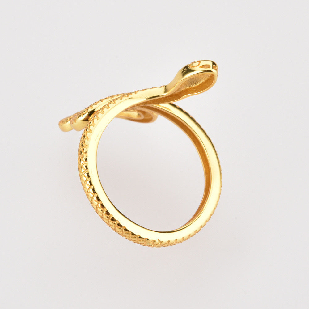 Adjustable Snake-Inspired Open Ring in 925 Sterling Silver