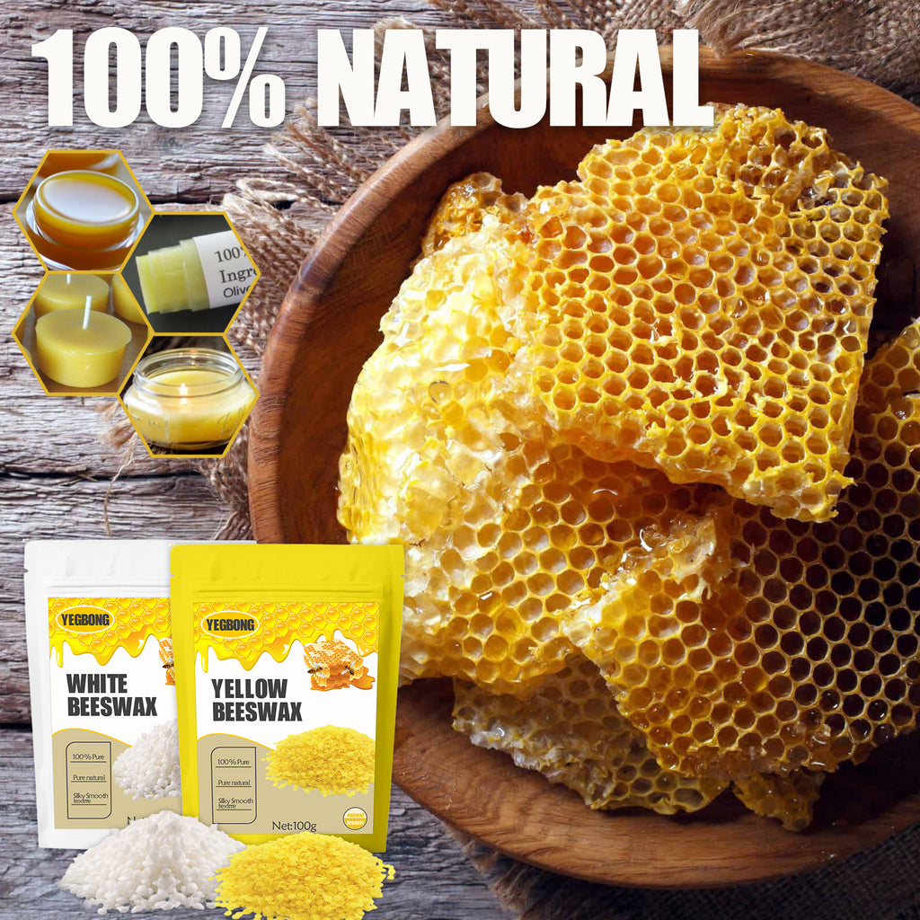 Yegbong White Beeswax, Diy Skin Care Lip Wax Candle With Multi-Purpose Cosmetic Ingredients