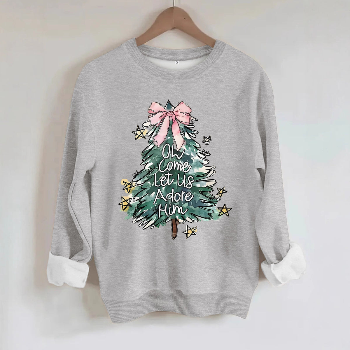 Women's Christmas Tree Print Round-Neck Pullover