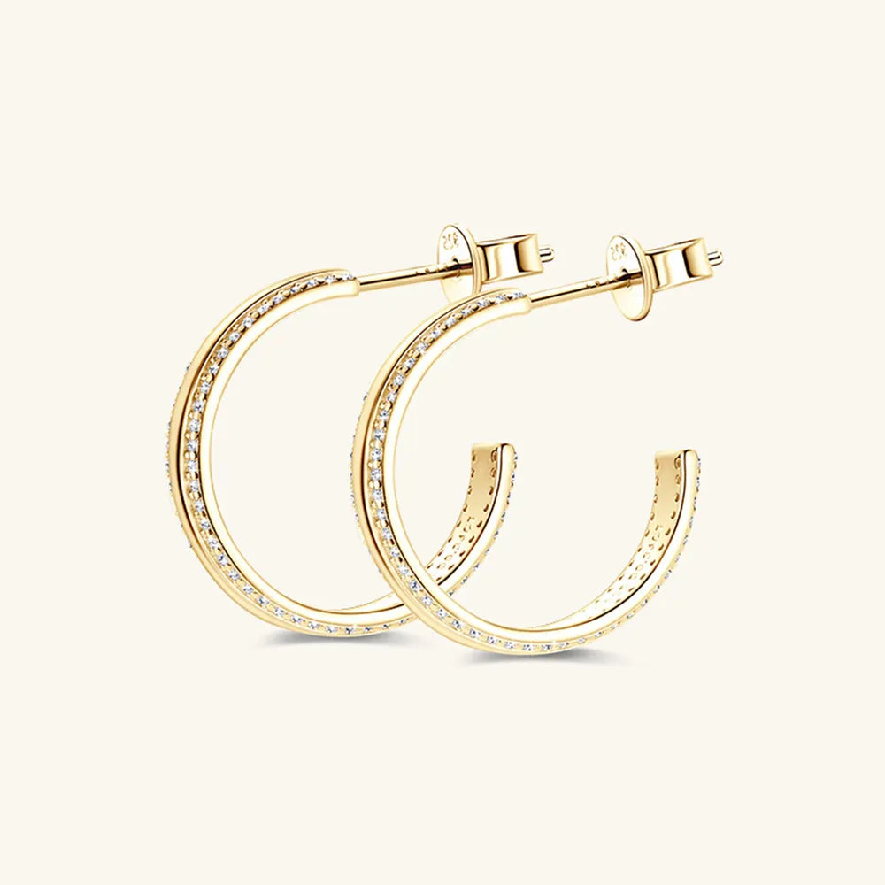 Moissanite Sterling Silver C-Hoop Earrings – 20 mm