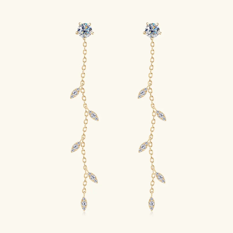 1.38-Carat Moissanite Sterling Silver Leaf Earrings – 65 mm