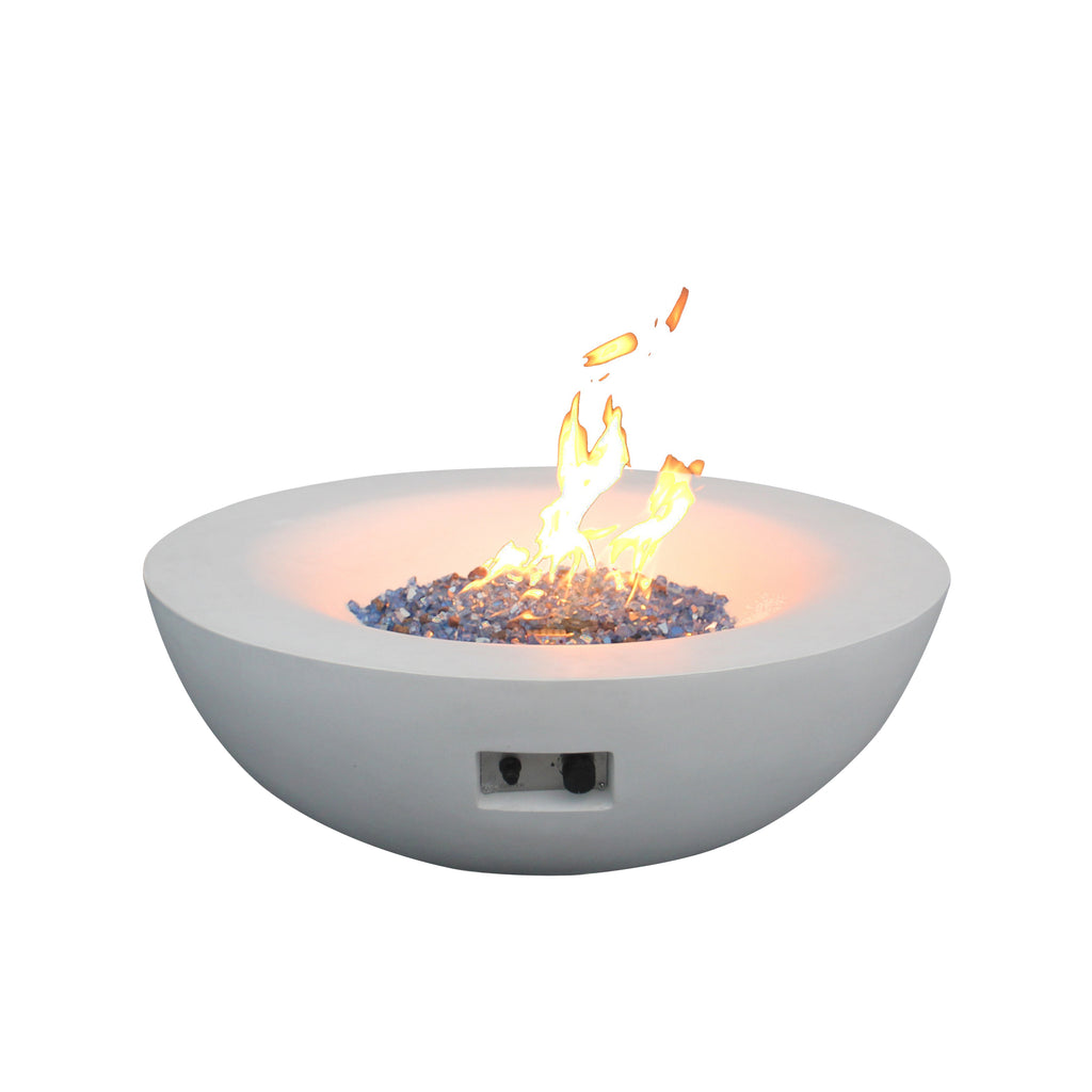 42-Inch Concrete Propane Fire Pit Bowl, Antique White