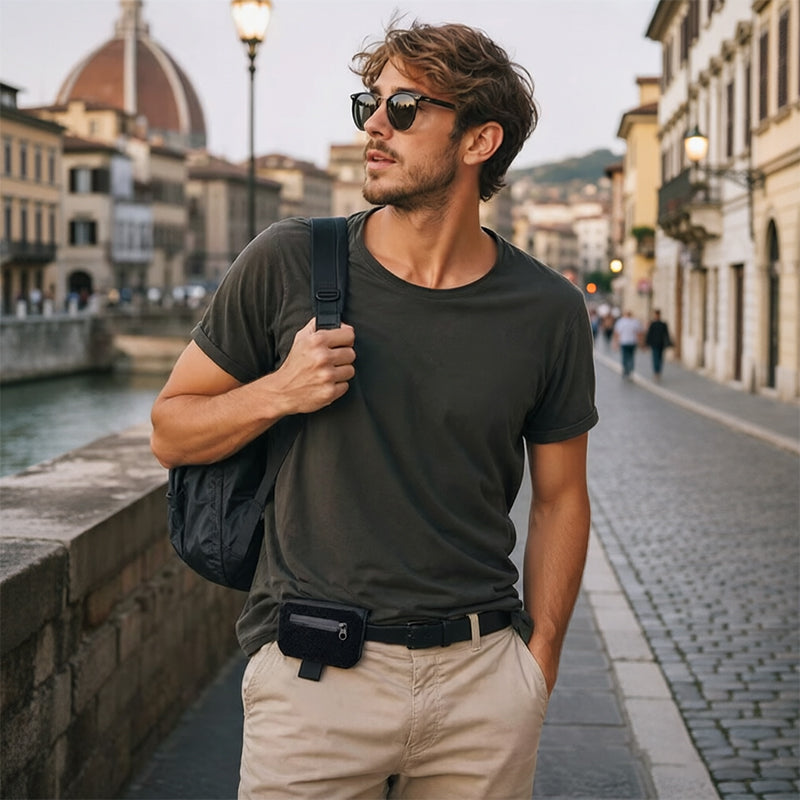 Black Oxford Cloth Mini Belt Wallet
