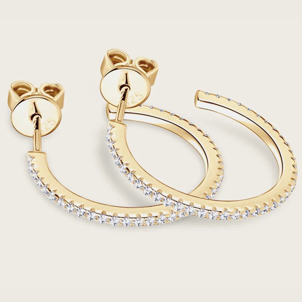 Moissanite Sterling Silver C-Hoop Earring – 19.3 mm, Single