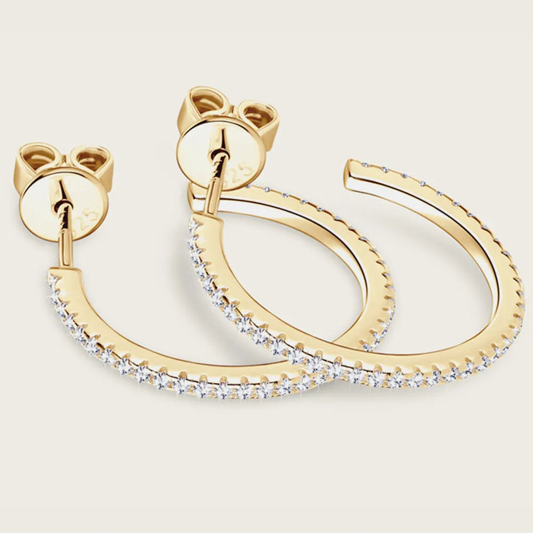 Moissanite Sterling Silver C-Hoop Earring – 19.3 mm, Single