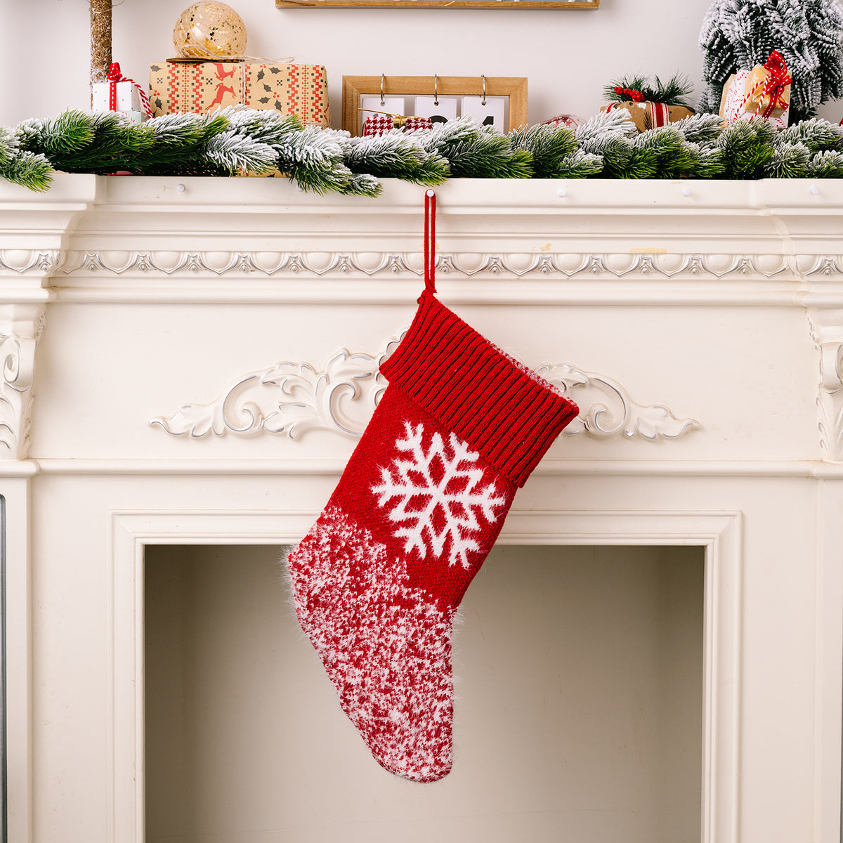 Patterned Fabric Christmas Stocking – 41 cm