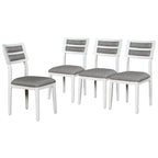 TREXM 6-Piece Dining Set with Table, 4 Chairs & Bench, White & Gray
