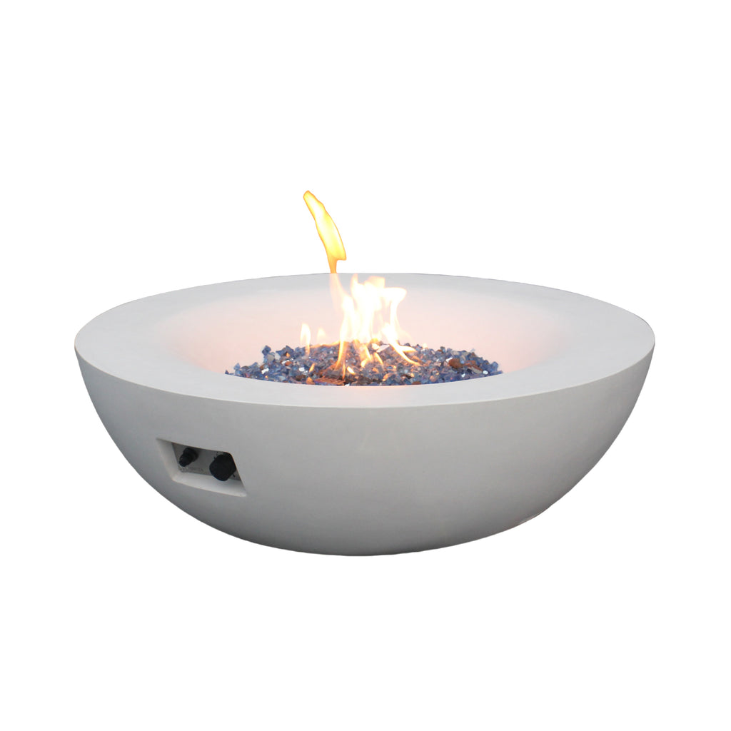 42-Inch Concrete Propane Fire Pit Bowl, Antique White