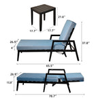 3-Piece Outdoor Aluminum Chaise Lounge Set with End Table | Sunbrella Cushions