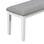 TREXM 6-Piece Dining Set with Table, 4 Chairs & Bench, White & Gray