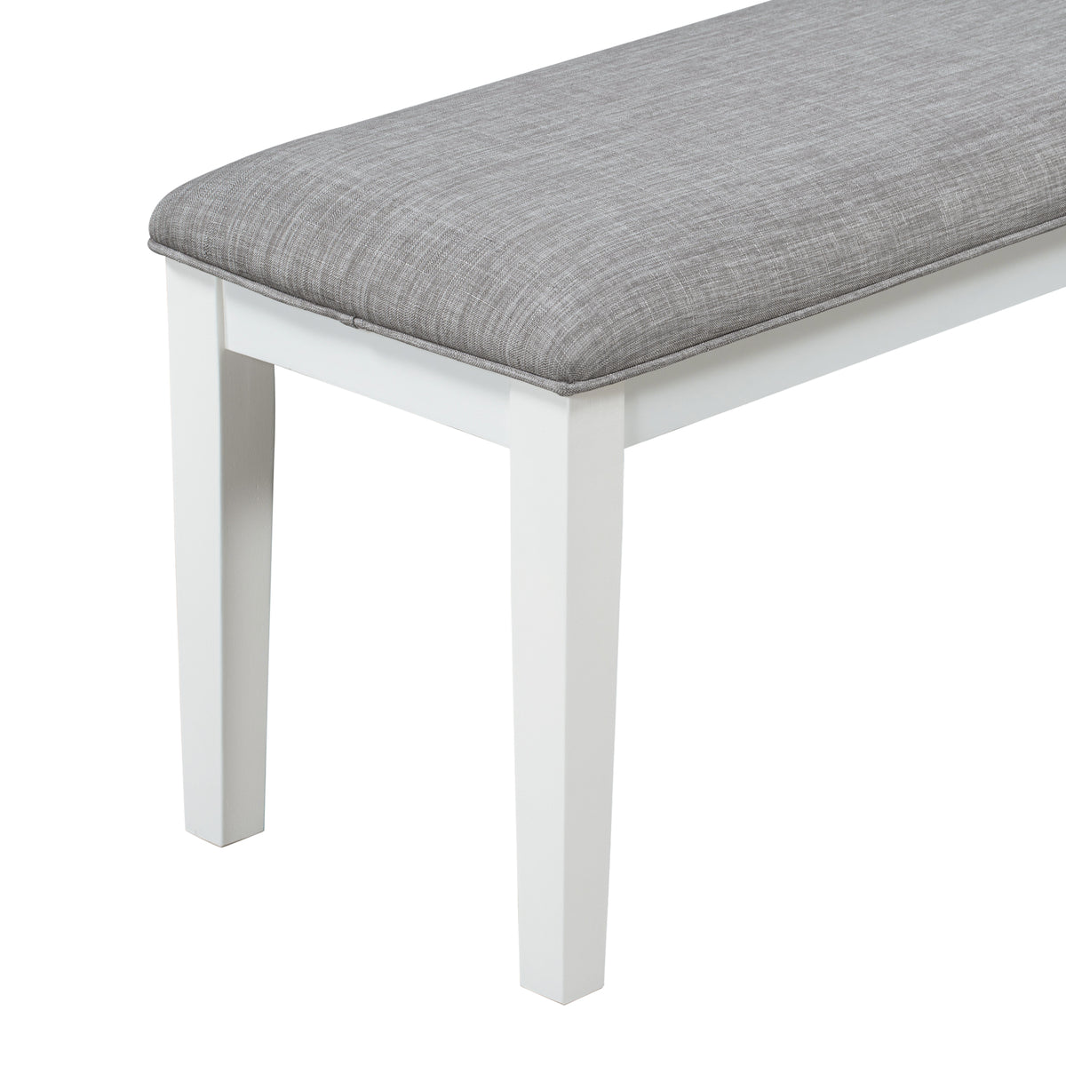 TREXM 6-Piece Dining Set with Table, 4 Chairs & Bench, White & Gray