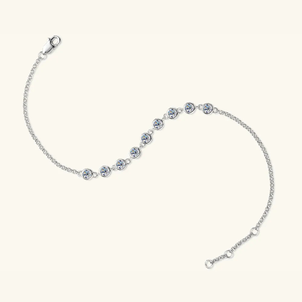 0.9-Carat Moissanite Sterling Silver Bracelet – 18.5 cm