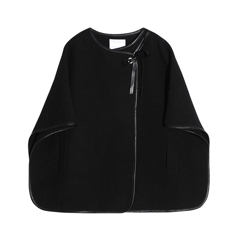 Women's Belted Polyester Coat with Raglan Sleeves