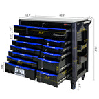 ARTMAN 12-Drawer Rolling Tool Cabinet with Iron Top, Black & Blue