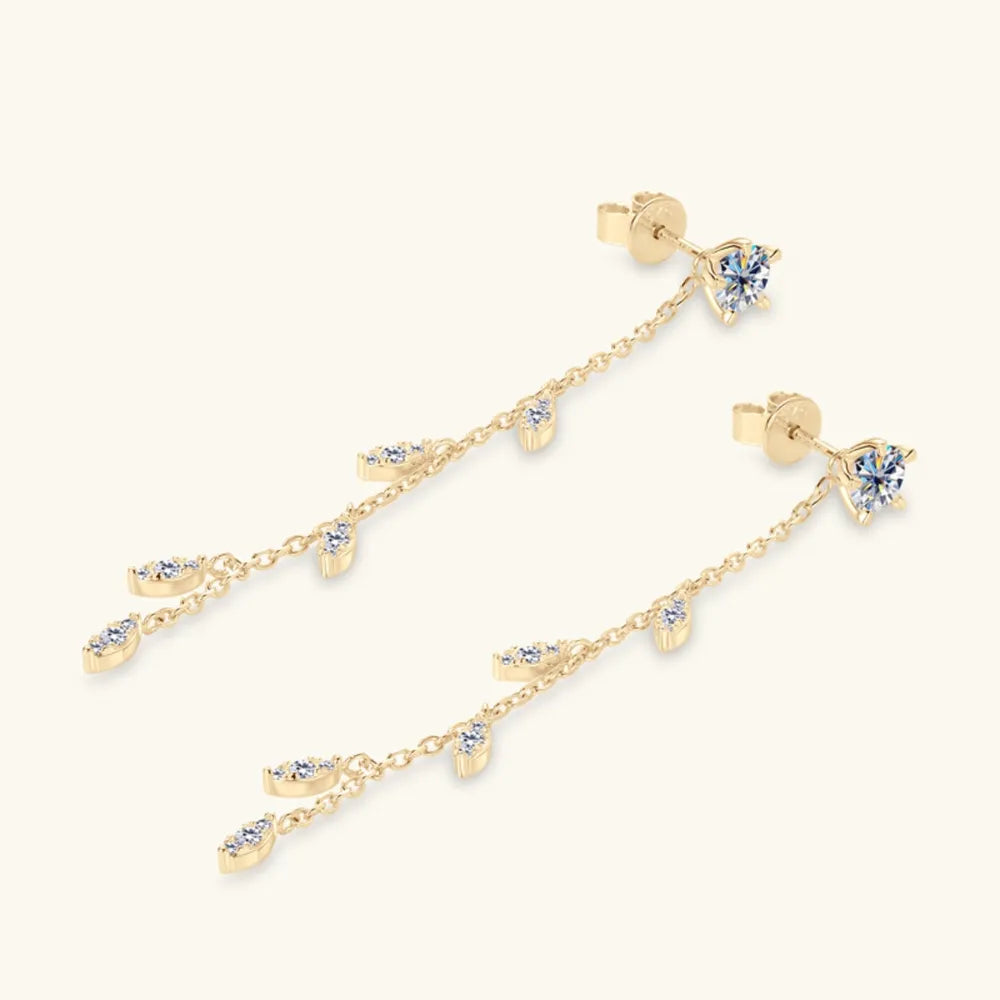 1.38-Carat Moissanite Sterling Silver Leaf Earrings – 65 mm