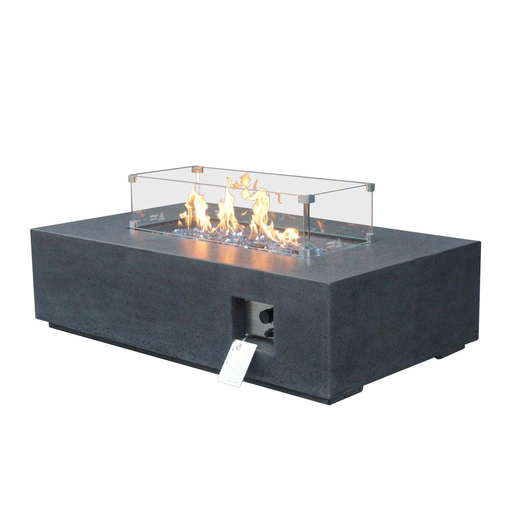 52-Inch Concrete Propane Fire Pit Table, Dark Gray