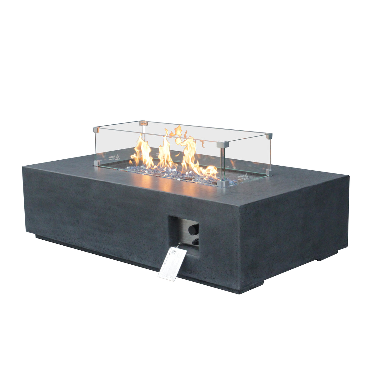 52-Inch Concrete Propane Fire Pit Table, Dark Gray