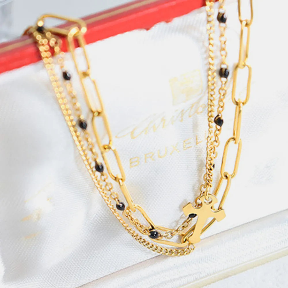 Three-Layer Titanium Steel Bracelet – Silver, Gold or Rose Gold