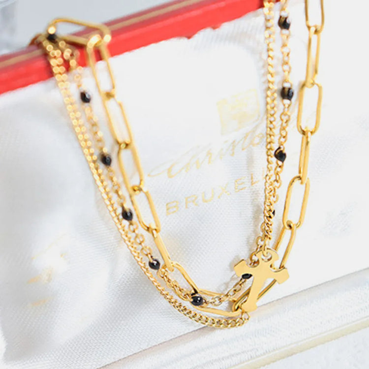 Three-Layer Titanium Steel Bracelet – Silver, Gold or Rose Gold
