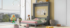 Queen Size Murphy Bed with Fold-Down Desk Shelf, Gray