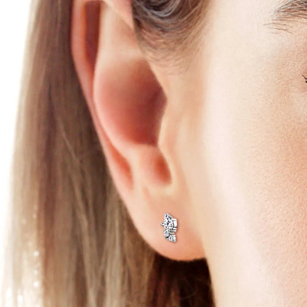 Moissanite Sterling Silver Stud Earrings – 6 mm, Pair