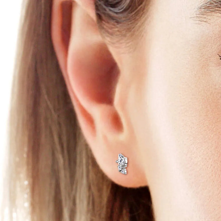 Moissanite Sterling Silver Stud Earrings – 6 mm, Pair