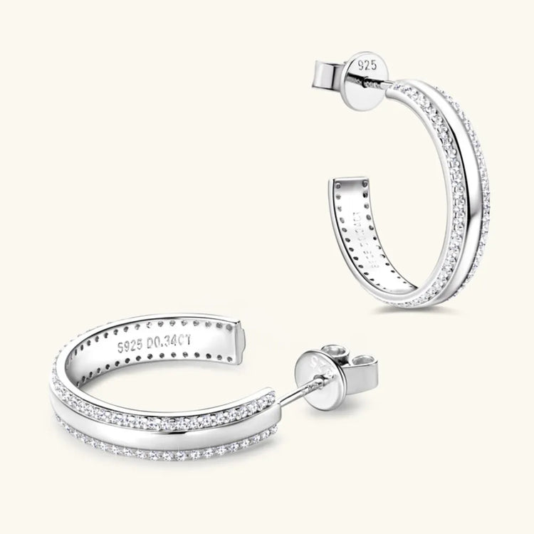 Moissanite Sterling Silver C-Hoop Earrings – 20 mm