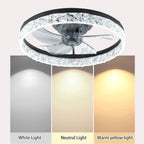 19.7-Inch Black Ceiling Fan with Dimmable LED Light & Remote