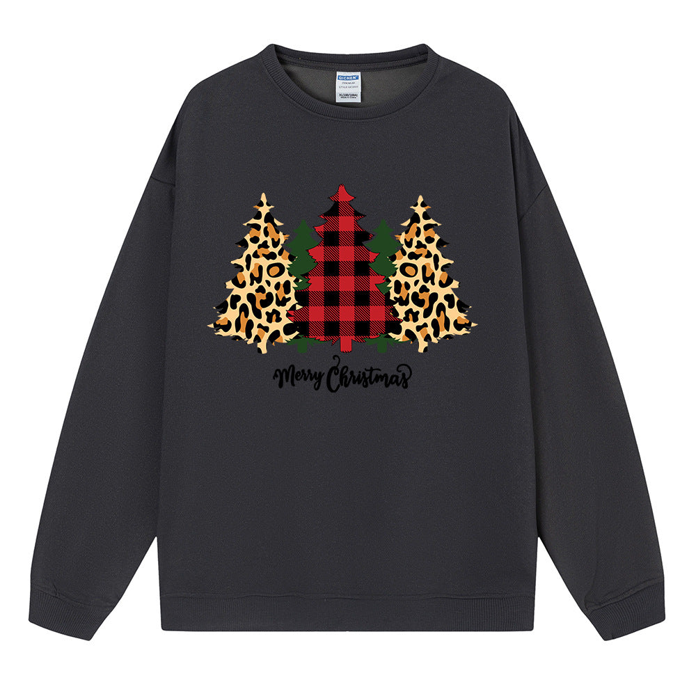 Christmas Tree Print Long-Sleeve Pullover Top