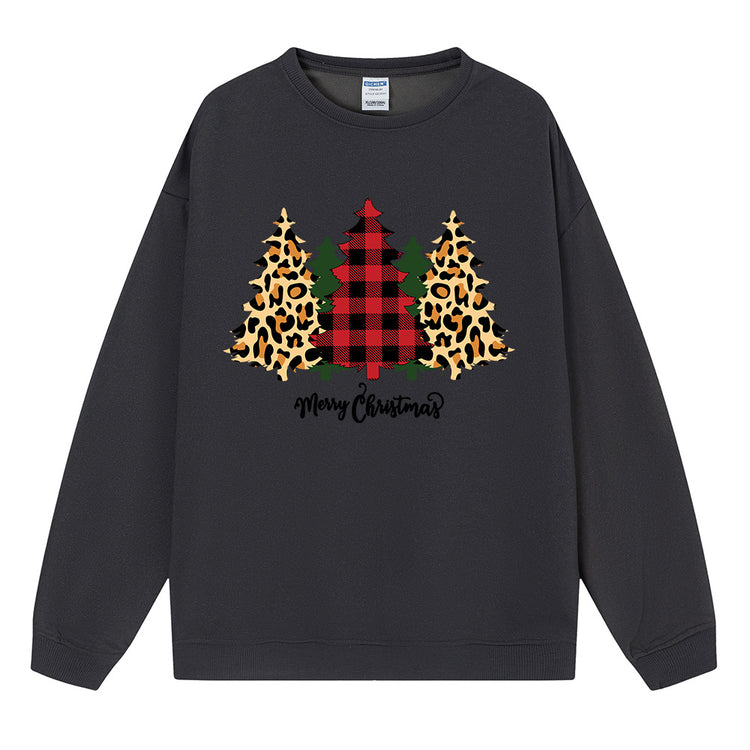 Christmas Tree Print Long-Sleeve Pullover Top