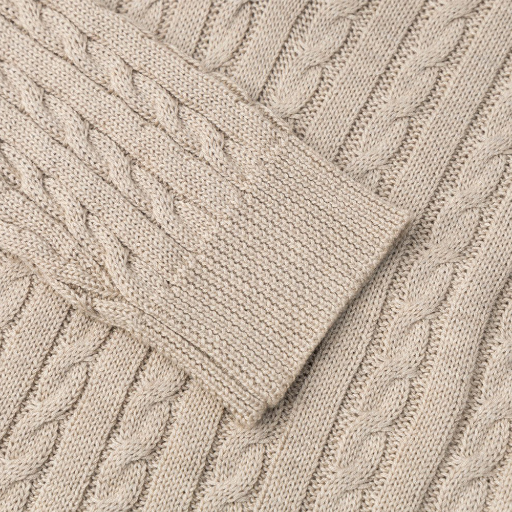 Men's Streetwear Vibe Solid Color Cable Knit Long Sleeve Lapel Collar Pullover Sweater
