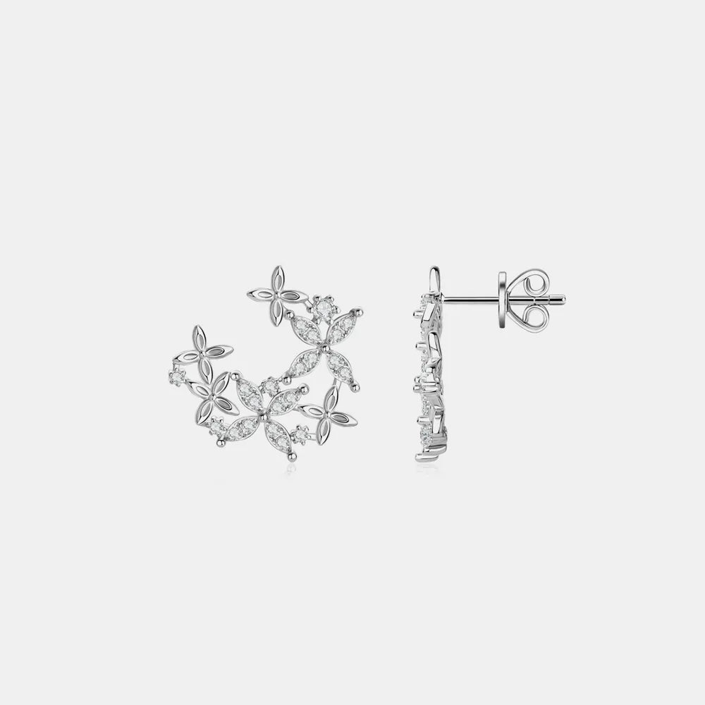 Lucky Clover Moissanite Earrings in 925 Sterling Silver