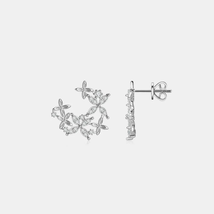 Lucky Clover Moissanite Earrings in 925 Sterling Silver