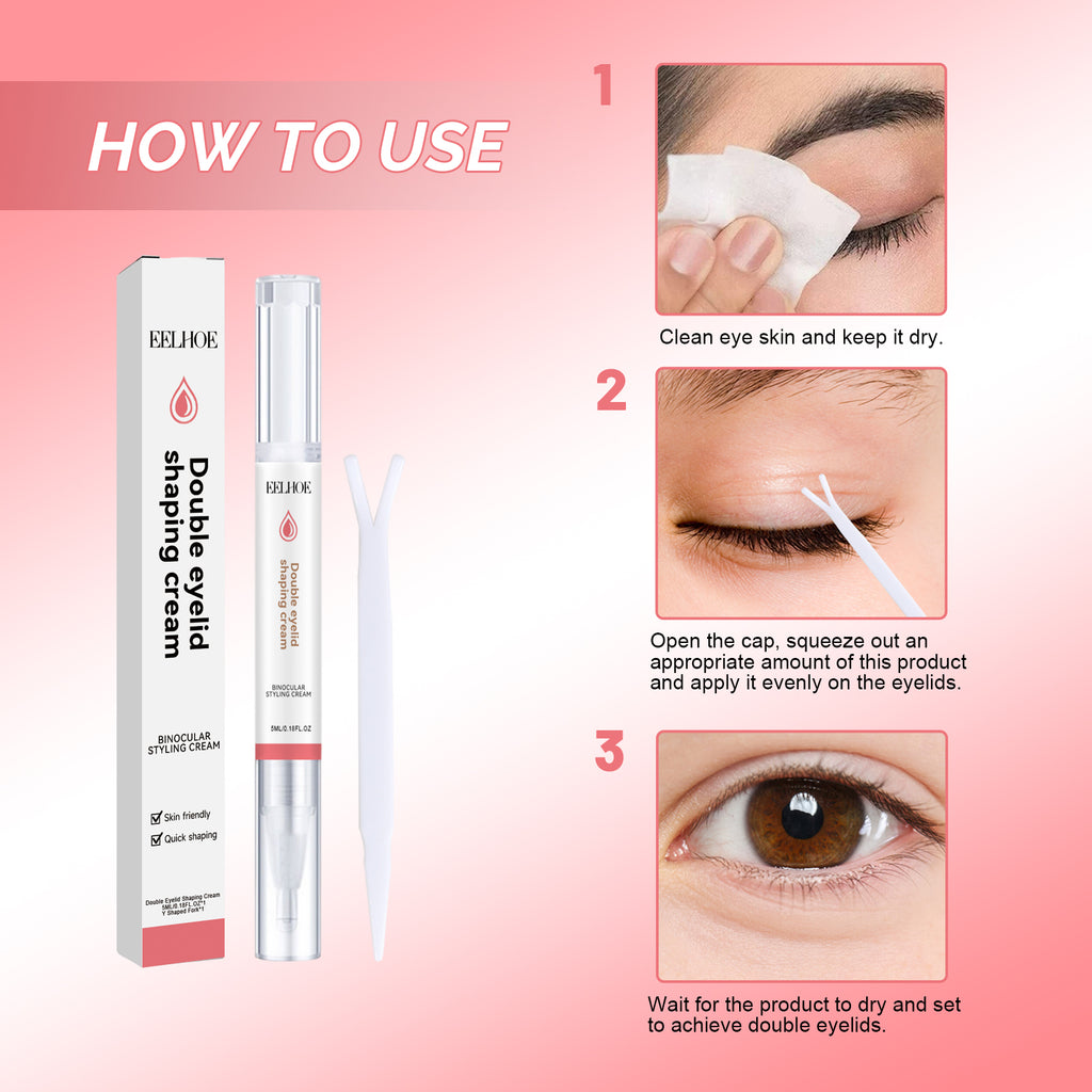 EELHOE Double Eyelid Styling Cream Long-Lasting Natural Non-Trace Invisible Non-Glue Double Eyelid Instant Dry Eye Cream