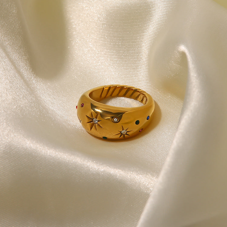 Hexagram Stainless Steel Ring – Gold Tone