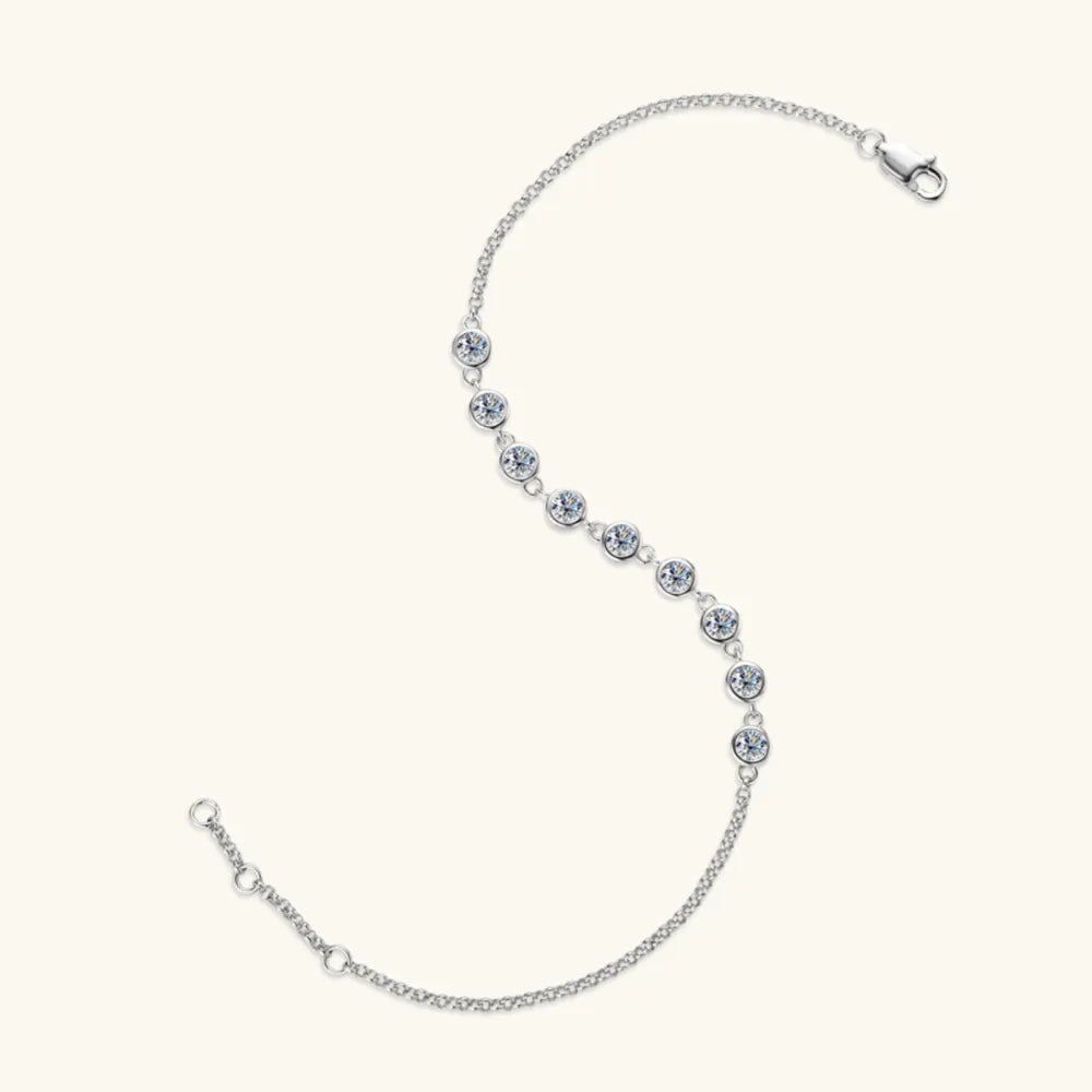0.9-Carat Moissanite Sterling Silver Bracelet – 18.5 cm