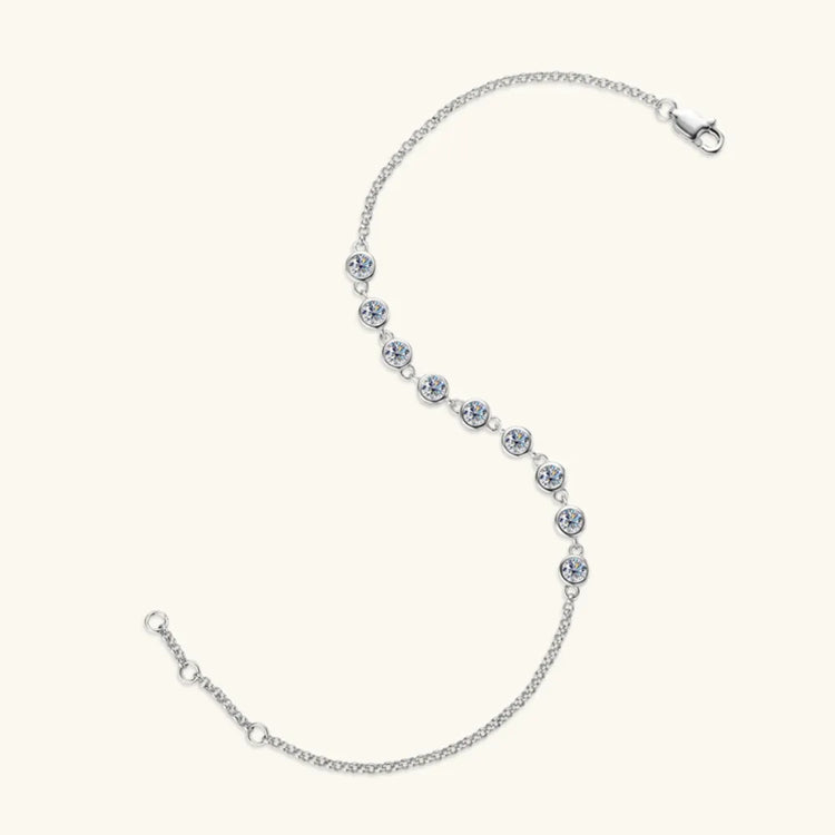 0.9-Carat Moissanite Sterling Silver Bracelet – 18.5 cm