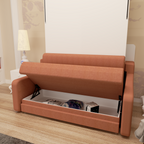 Modern Vertical Murphy Bed with Sofa & Storage | Full Size