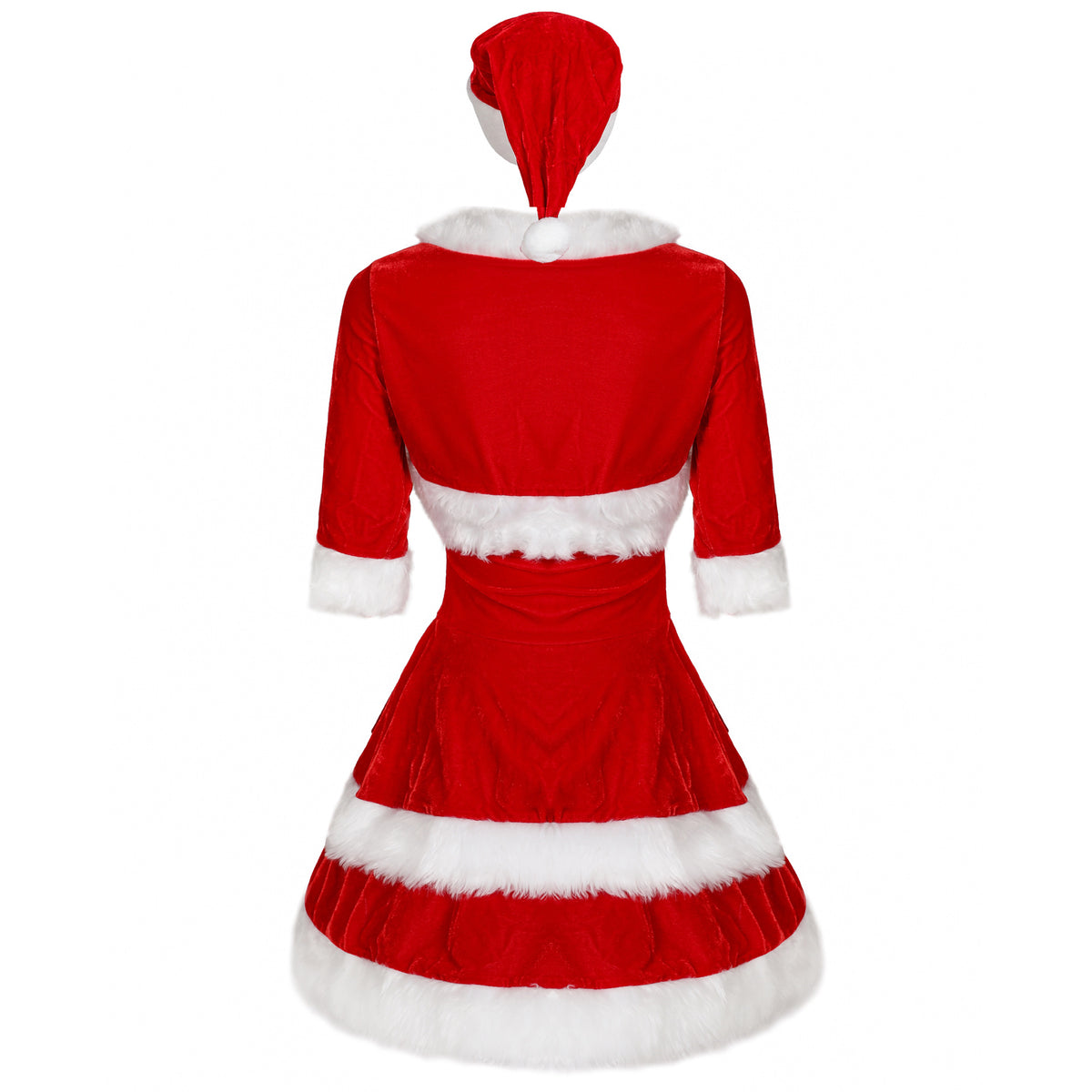 Women's Red Christmas Costume with Shawl & Hat
