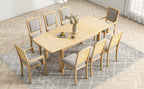 TOPMAX Extendable 84" Dining Table Set with 8 Upholstered Chairs, 9-Piece, Beige Brown