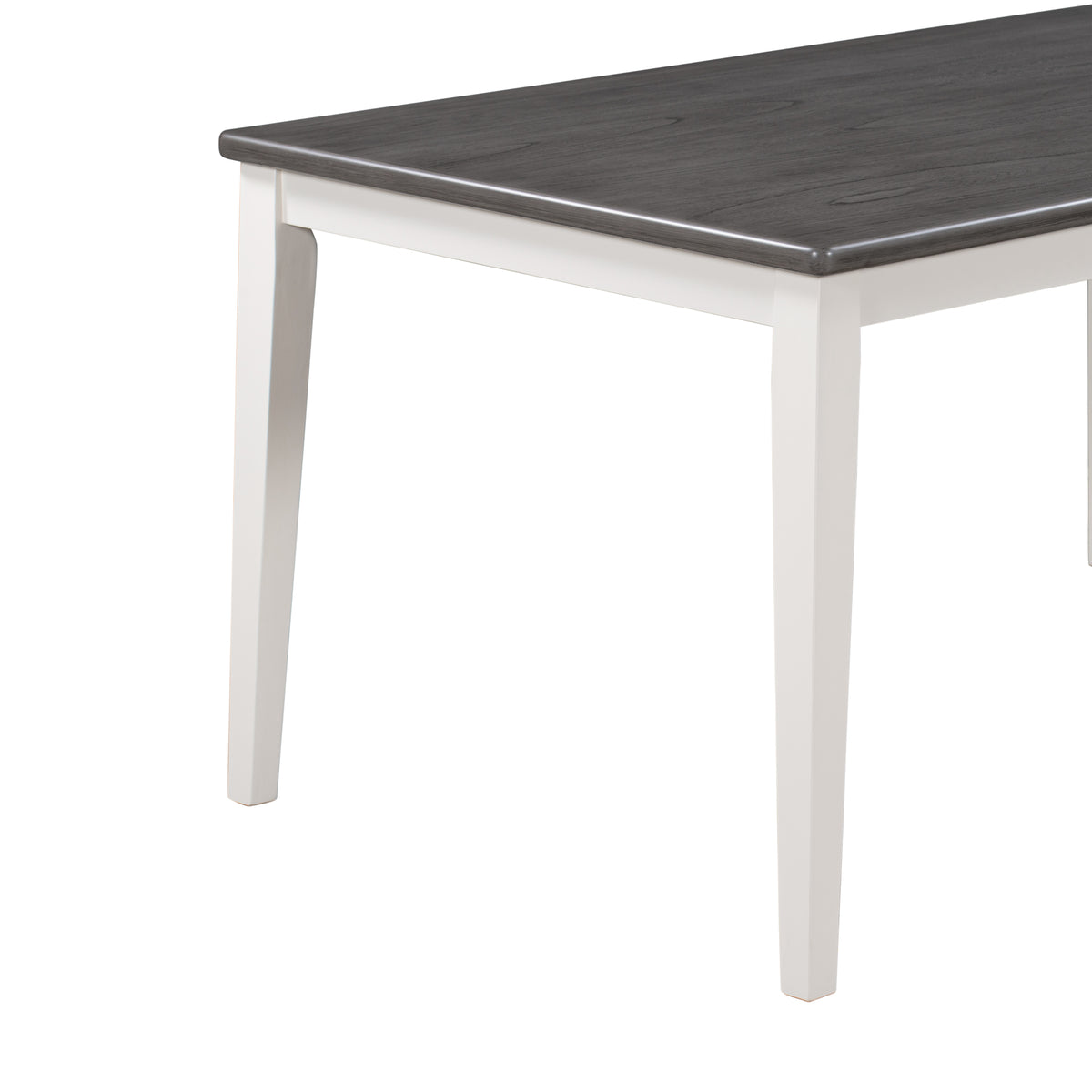 TREXM 6-Piece Dining Set with Table, 4 Chairs & Bench, White & Gray