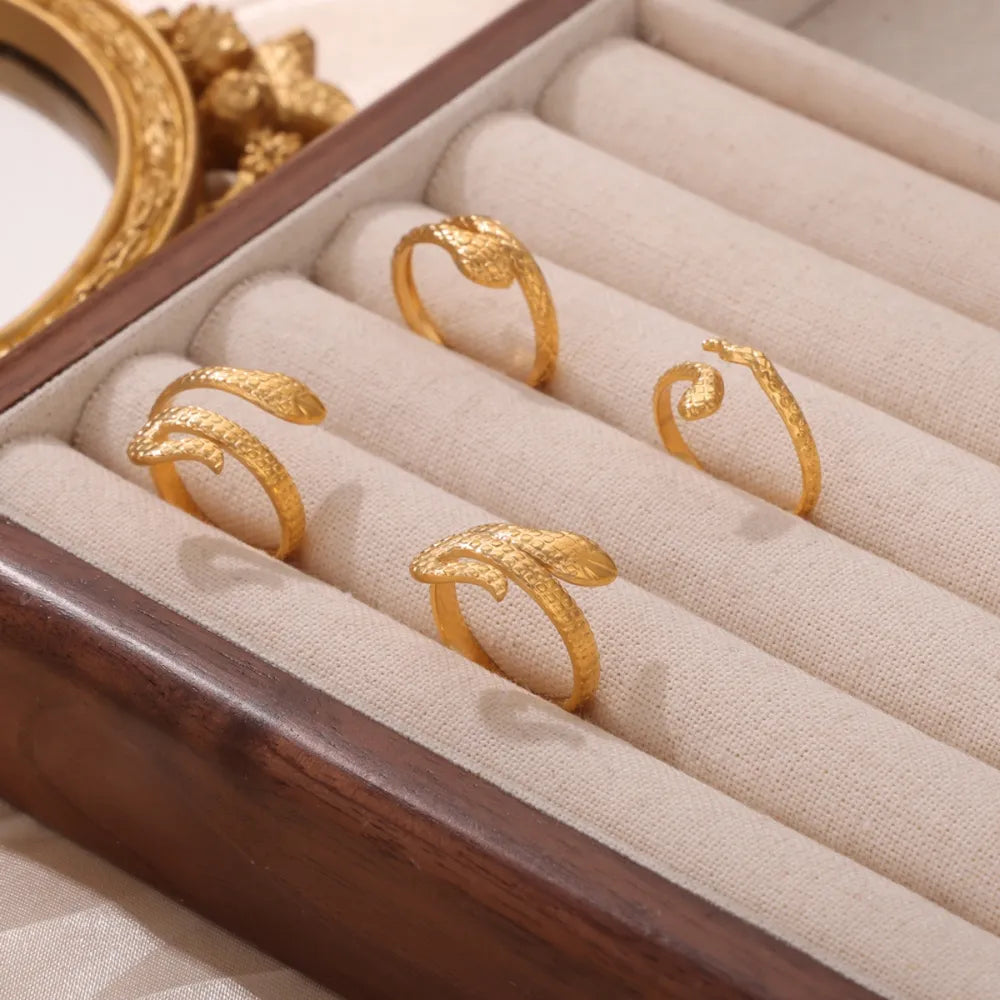 Snake-Inspired Titanium Steel Bypass Ring – Three Styles